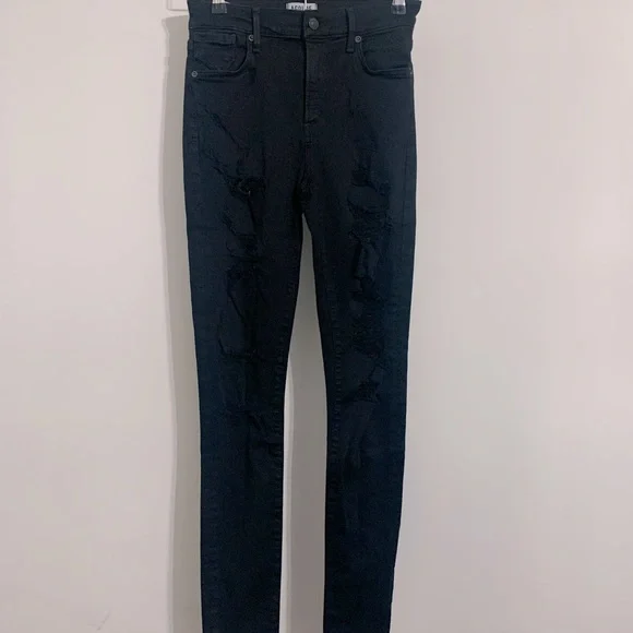 🤍 BNWT Agolde x Revolve Super High Rise Black Destroyed Skinny Jeans